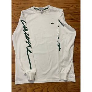 Lacoste Live Unisex Long Sleeve T-Shirt White Signature Logo Size S